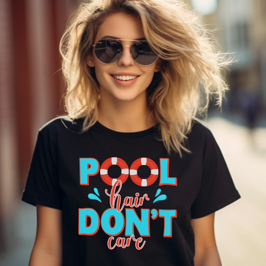 pool hair don't care summer cotton t-shirt unixex men women