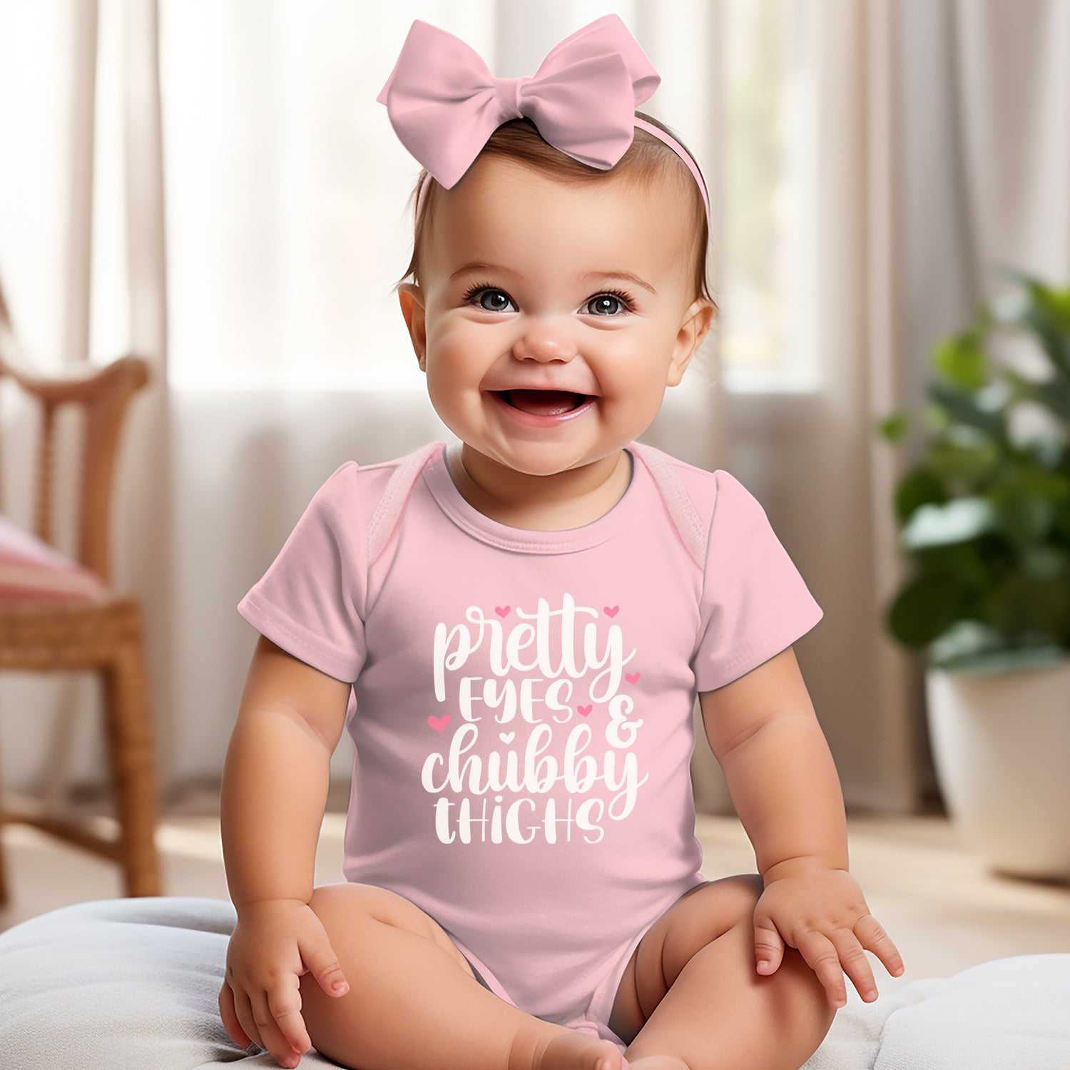 pretty eyes chubby thighs baby toddler cotton romper bodysuit, baby shower gifts cute cotton t-shirt