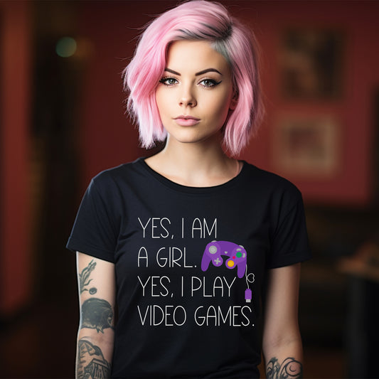 gamer gaming girl womens cotton t-shirt bella+canvas 3001