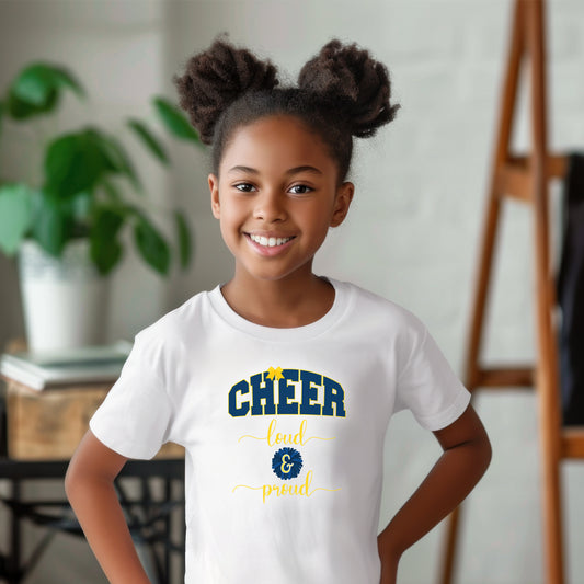  youth cheerleading cheer team loud and proud t-shirt